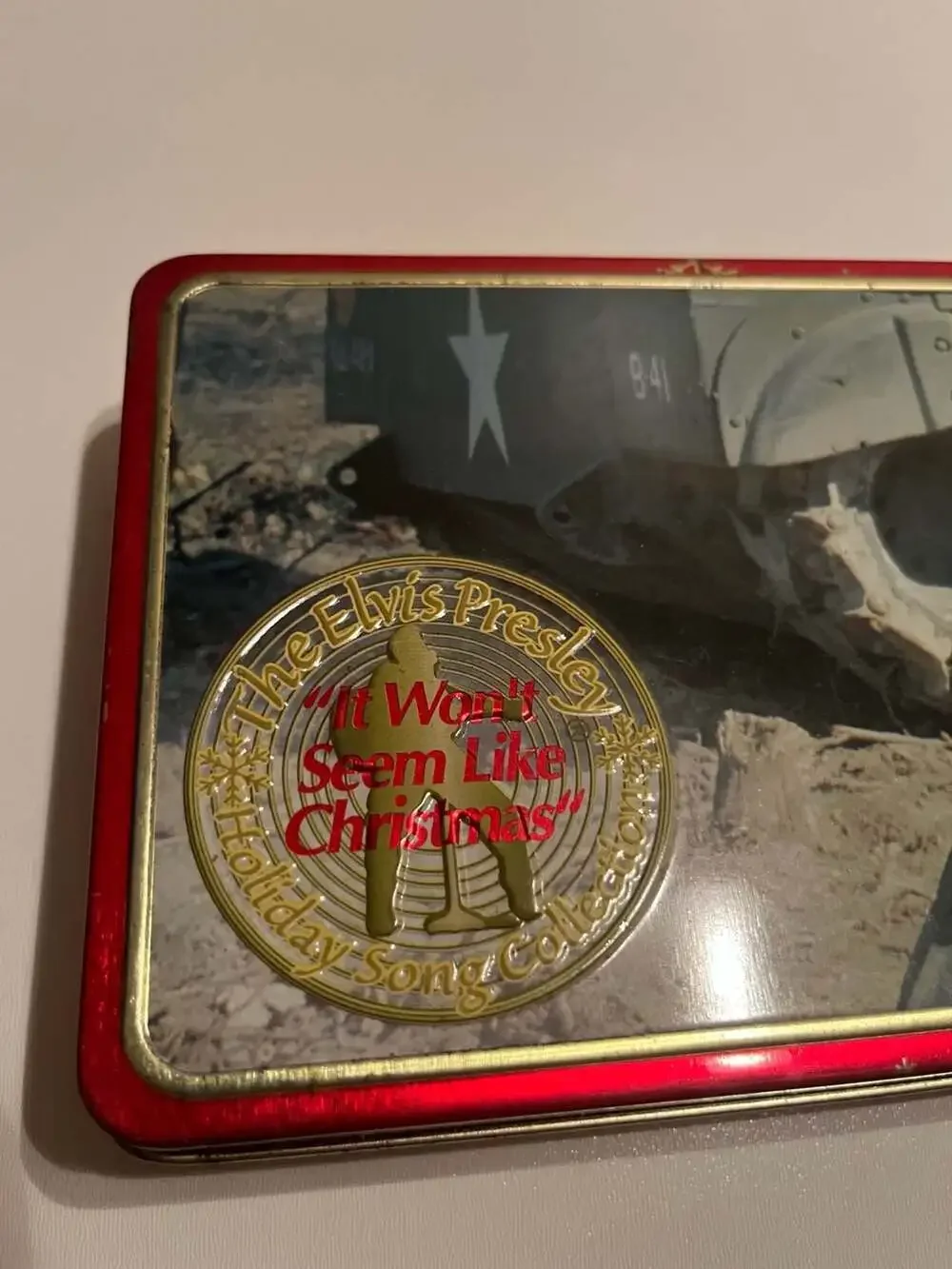 VTG 2000 Elvis Presley Russell Stover Christmas Candy Tin Collectible Box Army
